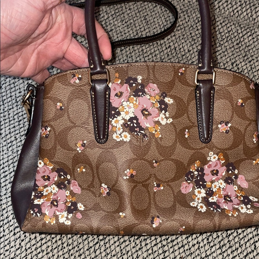 Coach Brown Crossbody Bag with Floral Design measurements in photos - Picture 7 of 13